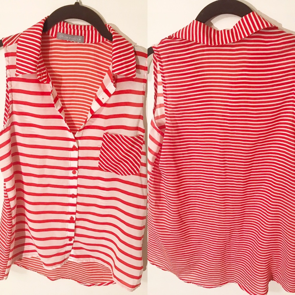 Olivia Moon sleeveless button down shirt A39